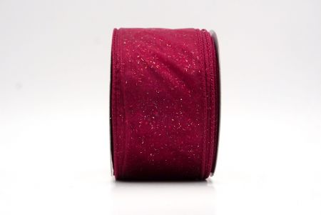 Burgundy Sheer_Solid Color Glitter Sprinkled Wired Ribbon_KF9890GC-8-8