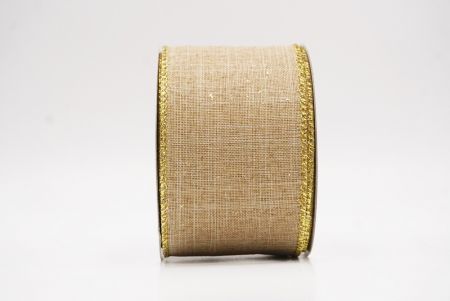Beige Glitter Solid Colors Wired Ribbon_KF9891G-14