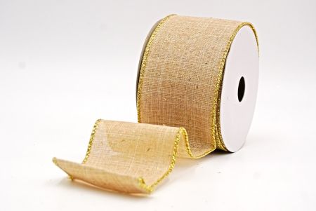 Beige Glitter Solid Colors Wired Ribbon_KF9891G-14