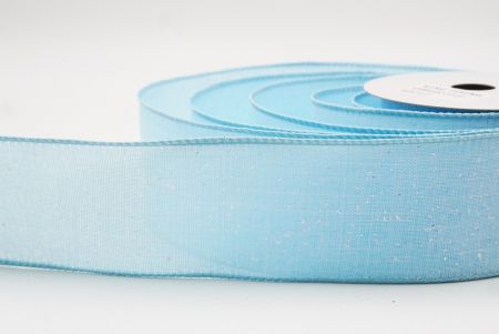 Light Blue Glitter Solid Colors Wired Ribbon_KF9891GC-12-12