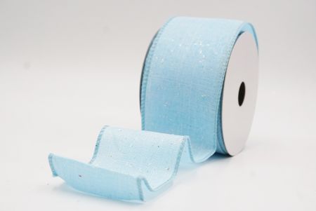 Light Blue Glitter Solid Colors Wired Ribbon_KF9891GC-12-12
