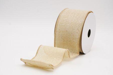 Light Brown Glitter Solid Colors Wired Ribbon_KF9891GC-13-183