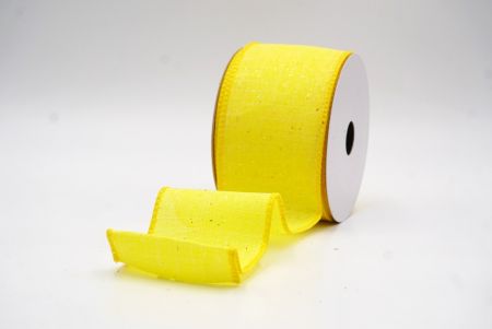 Yellow Glitter Solid Colors Wired Ribbon_KF9891GC-6-6
