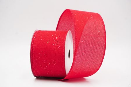 Red Glitter Solid Colors Wired Ribbon_KF9891GC-7-7