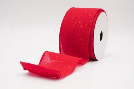 Red Glitter Solid Colors Wired Ribbon_KF9891GC-7-7