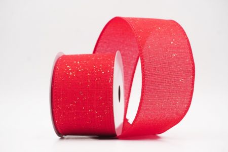 Red - Gold Glitter Solid Colors Wired Ribbon_KF9891GC-7G-7
