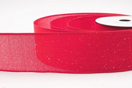 Red - Gold Glitter Solid Colors Wired Ribbon_KF9891GC-7G-7