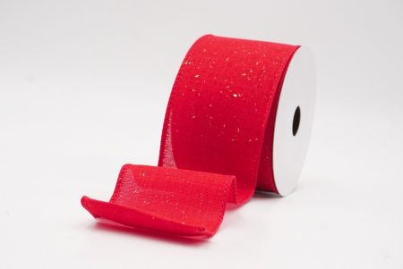 Red - Gold Glitter Solid Colors Wired Ribbon_KF9891GC-7G-7