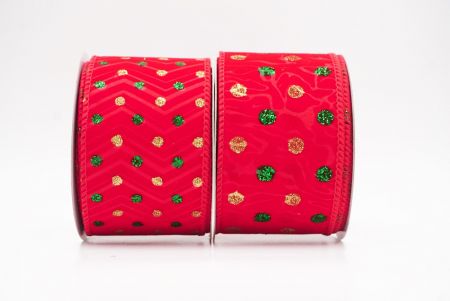 Red Gold Polka Dots Wired Ribbon - Red Gold Polka Dots Wired Ribbon