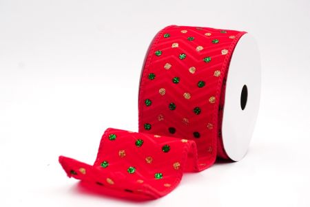 Red Glitter Solid Colors Wired Ribbon_KF9892GC-7-7