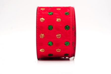 Red - green Glitter Solid Colors Wired Ribbon_KF9893GC-7-7