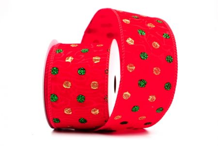 Red - green Glitter Solid Colors Wired Ribbon_KF9893GC-7-7
