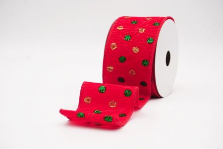 Red - green Glitter Solid Colors Wired Ribbon_KF9893GC-7-7