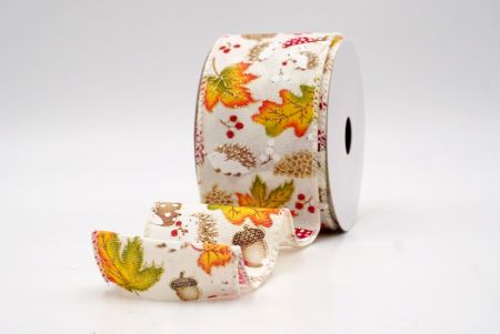 Cream_Hedgehog and Mushroom Fall Wired Ribbon_KF9894GC-2-2