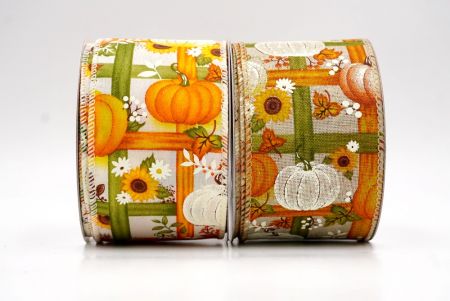 Pumpkin and Sunflower Fall Plaid Wired Ribbon_KF9895.KF9896