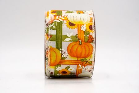 Cream_Pumpkin and Sunflower Fall Plaid Wired Ribbon_KF9895GC-2-2