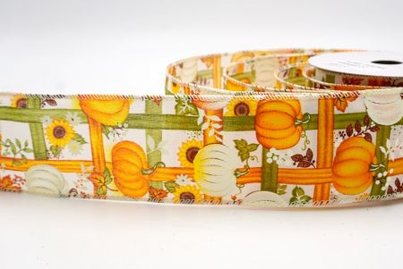 Cream_Pumpkin and Sunflower Fall Plaid Wired Ribbon_KF9895GC-2-2