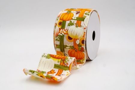 Cream_Pumpkin and Sunflower Fall Plaid Wired Ribbon_KF9895GC-2-2