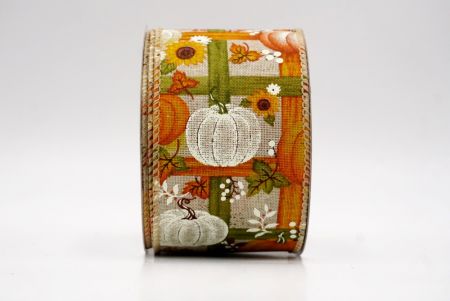 Khaki_Pumpkin and Sunflower Fall Plaid Wired Ribbon_KF9896GC-13-183