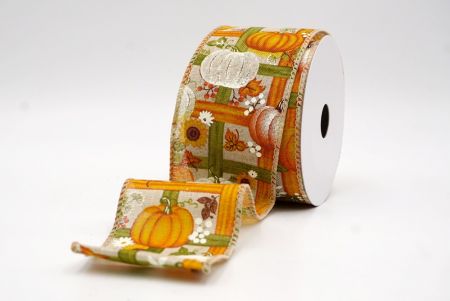 Khaki_Pumpkin and Sunflower Fall Plaid Wired Ribbon_KF9896GC-13-183