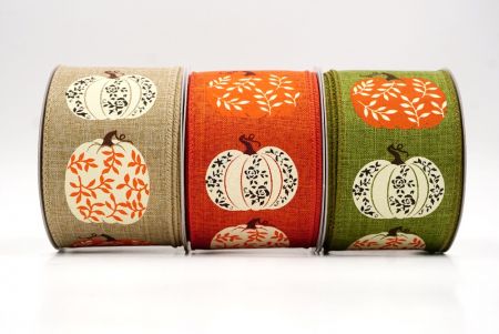 Floral Vine Pumpkin Wired Ribbon_KF9897