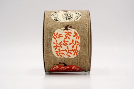 Khaki_Floral Vine Pumpkin Wired Ribbon_KF9897GC-13-183