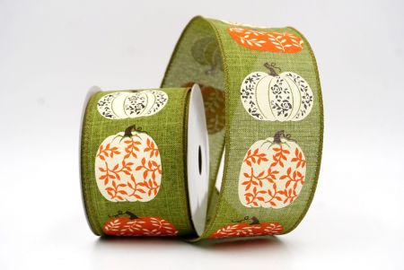 Green_Floral Vine Pumpkin Wired Ribbon_KF9897GC-3-185