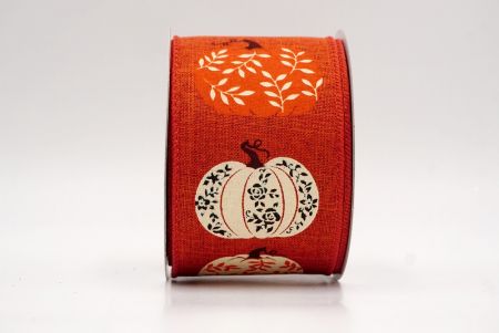 Orange_Floral Vine Pumpkin Wired Ribbon_KF9897GC-54-220