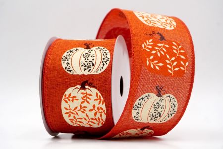 Orange_Floral Vine Pumpkin Wired Ribbon_KF9897GC-54-220