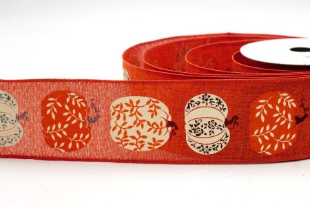 Orange_Floral Vine Pumpkin Wired Ribbon_KF9897GC-54-220
