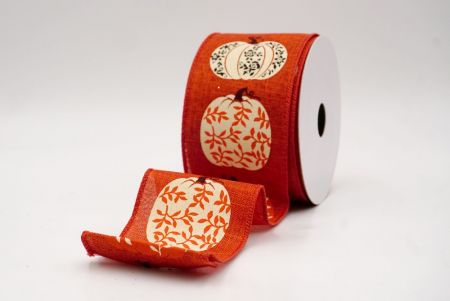 Orange_Floral Vine Pumpkin Wired Ribbon_KF9897GC-54-220