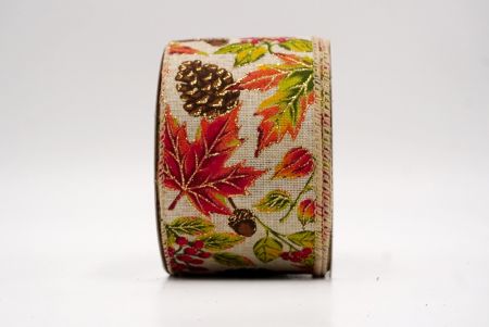 Khaki_Kimalteleva Vaahteranlehti ja Käpy Syys Johtoraita_KF9899GC-13-183