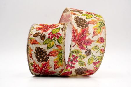 Khaki_Kimalteleva Vaahteranlehti ja Käpy Syys Johtoraita_KF9899GC-13-183