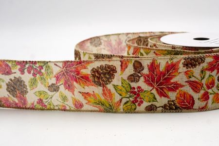 Khaki_Kimalteleva Vaahteranlehti ja Käpy Syys Johtoraita_KF9899GC-13-183