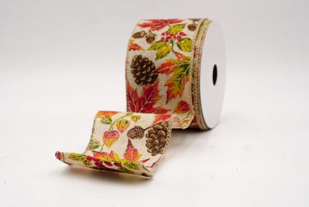 Khaki_Kimalteleva Vaahteranlehti ja Käpy Syys Johtoraita_KF9899GC-13-183