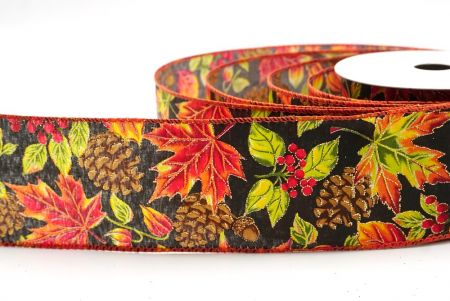 Musta/Kulta_Kimalteleva Vaahteranlehti ja Käpy Syys Johtoraita_KF9900GC-53G-220