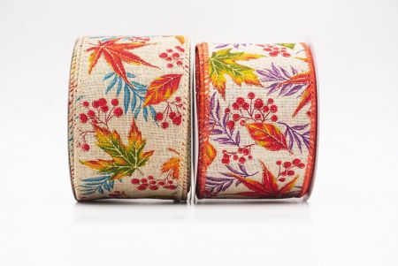 Fall Floral Maple Wired Ribbon - Fall Floral Maple Wired Ribbon