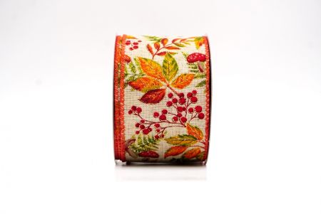 Light Brown Autumn Leaves Wired Ribbon_KF9904GC-13-220