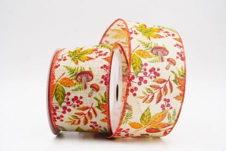 Light Brown Autumn Leaves Wired Ribbon_KF9904GC-13-220