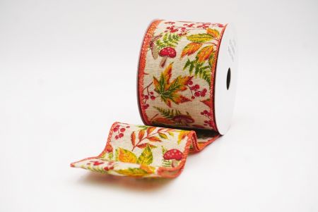 Light Brown Autumn Leaves Wired Ribbon_KF9904GC-13-220