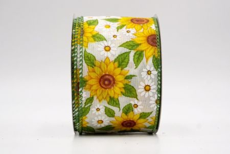 Cinta de alambre de girasol blanco y margarita_KF9905GC-1-222