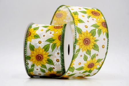 Cinta de alambre de girasol blanco y margarita_KF9905GC-1-222