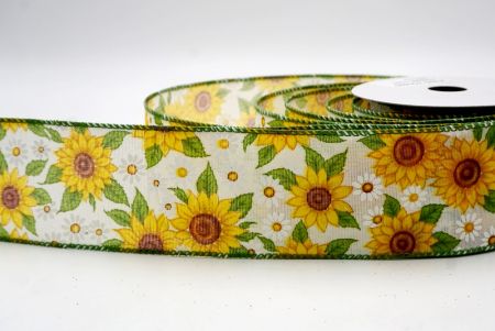 Cinta de alambre de girasol blanco y margarita_KF9905GC-1-222