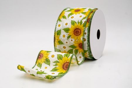 Cinta de alambre de girasol blanco y margarita_KF9905GC-1-222
