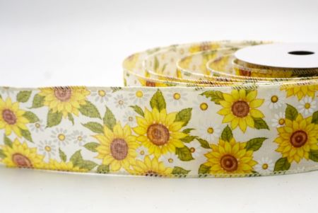 Cinta de alambre de girasol crema y margarita_KF9905GC-2-2