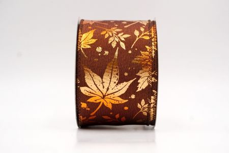 شريط سلكي بني بأوراق القيقب الذهبية_KF9908GC-58-58