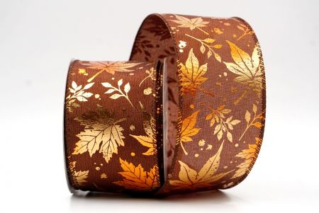 شريط سلكي بني بأوراق القيقب الذهبية_KF9908GC-58-58