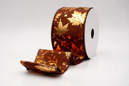 شريط سلكي بني بأوراق القيقب الذهبية_KF9908GC-58-58