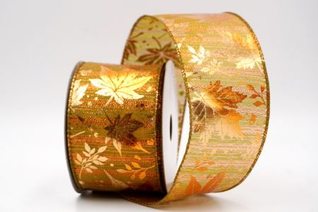 شريط سلكي شفاف زيتوني بأوراق القيقب الذهبية_KF9909GC-3-185