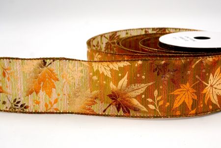 شريط سلكي شفاف زيتوني بأوراق القيقب الذهبية_KF9909GC-3-185